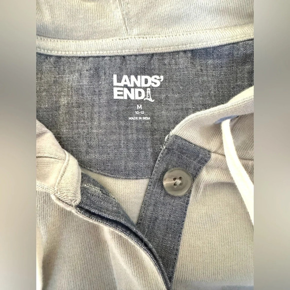 NWOT Lands End -Long Sleeve Heavyweight Jersey Button Hoodie with elbow patches - Picture 7 of 14